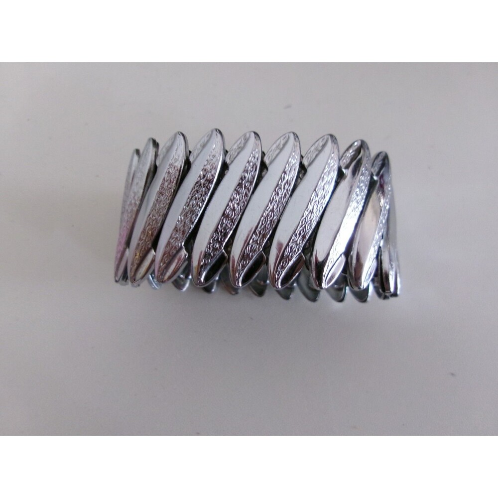 VTG 1950s Circuit Expansion Bracelet Japan Etched Silver Tone Unsigned